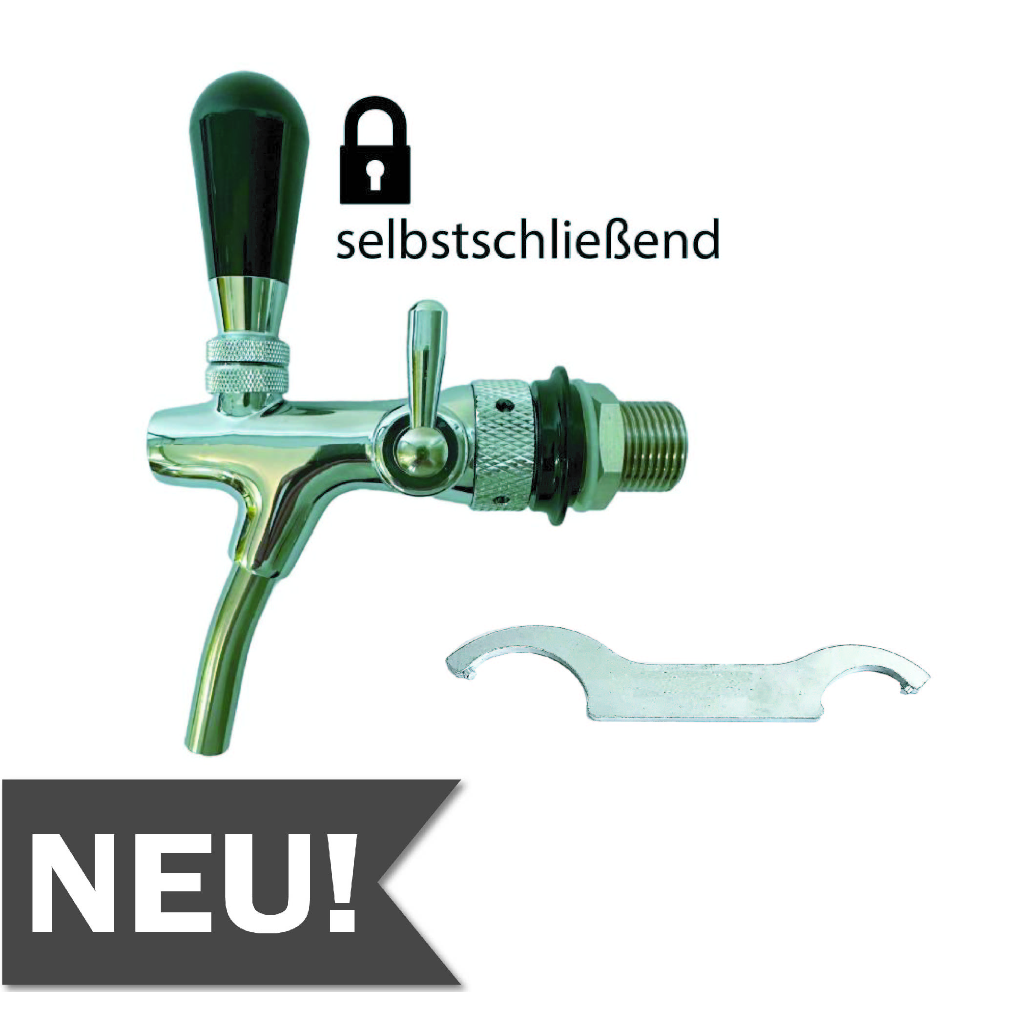 Kompensatorschankhahn Bier Zapfhahn - verchromt Kompensatorschankhahn Bier Zapfhahn - verchromt