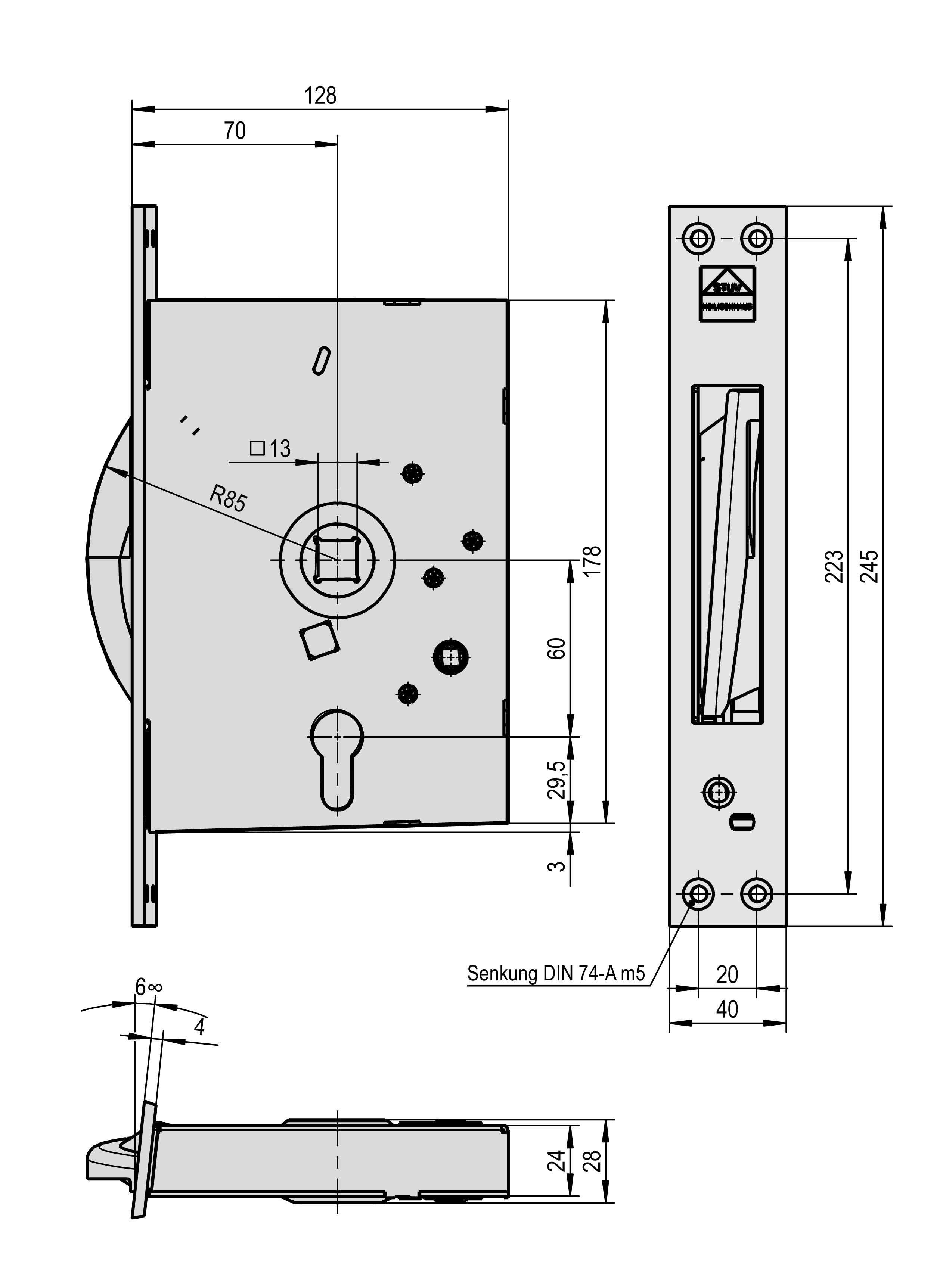 Einsteck-Schnecken-Schloss für KRT links-3.16.0410.2-Schloss , Kühl- & Tiefkühlraumtürverschlüsse-STUV