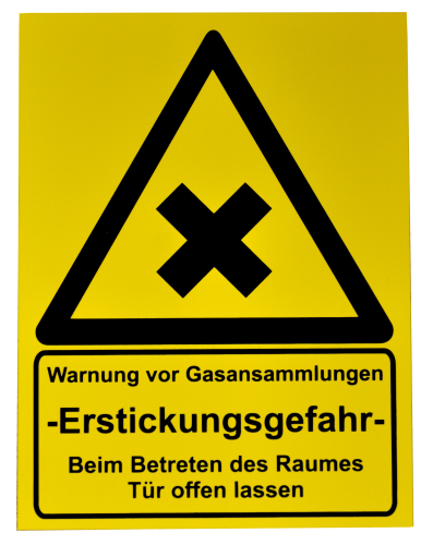 Schild „Warnung vor Gasansammlung“